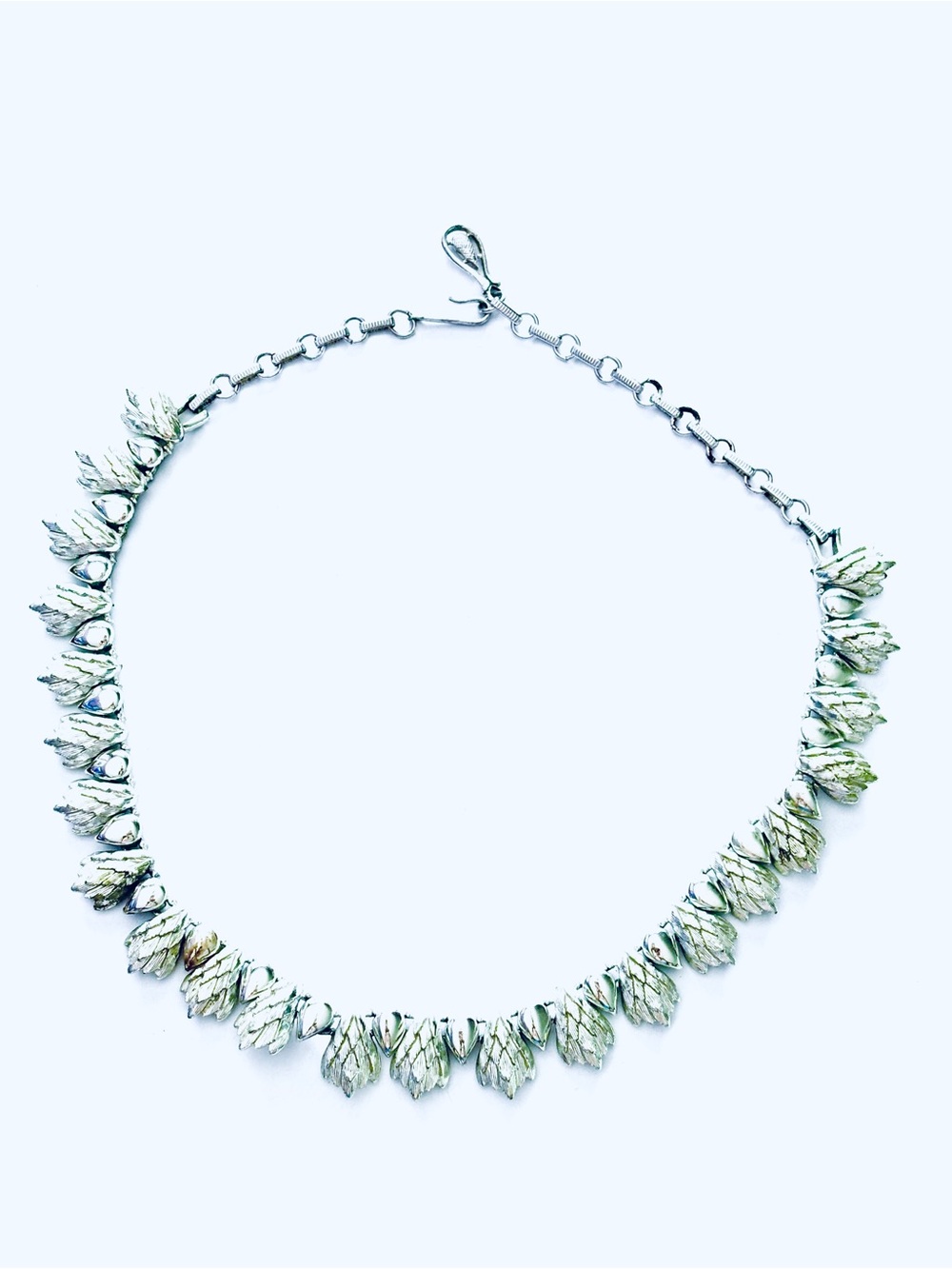 Francois by Coro Signed Vintage 1950s Silver Tone Botanical Collar Necklace MCM